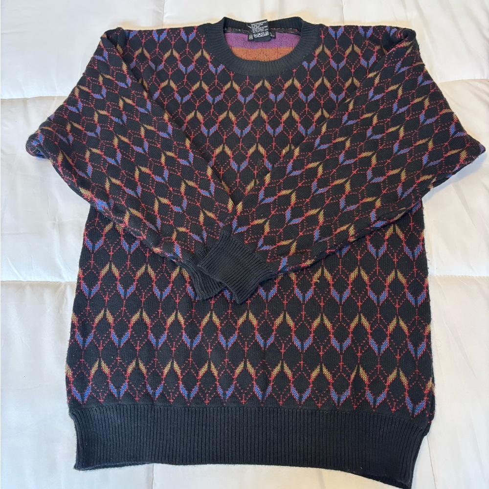 Men's Argyle Sweater - Black and Purple